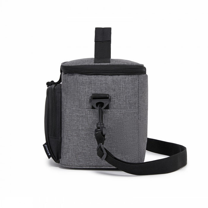 LBK2534 - Kono Insulated Lunch Bag-Water-Resistant 4-Layer Food Container, Leak-Proof, Portable with Adjustable Strap - Grey and Black
