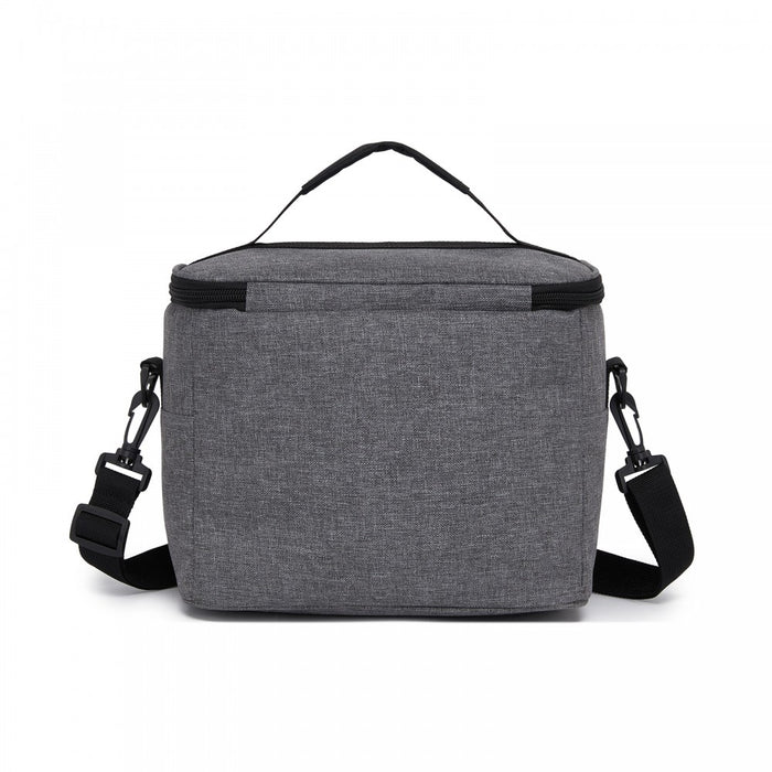 LBK2534 - Kono Insulated Lunch Bag-Water-Resistant 4-Layer Food Container, Leak-Proof, Portable with Adjustable Strap - Grey and Black