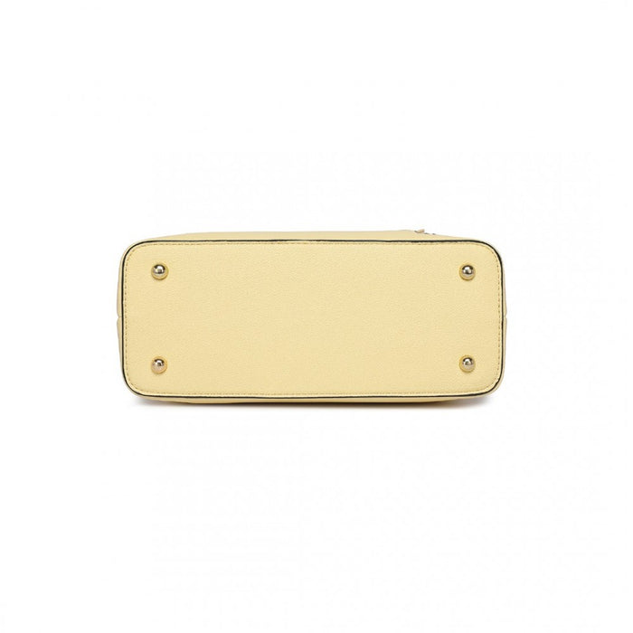 LG1847 - MISS LULU PU LEATHER ROSE HANGING ORNAMENT HANDBAG - YELLOW