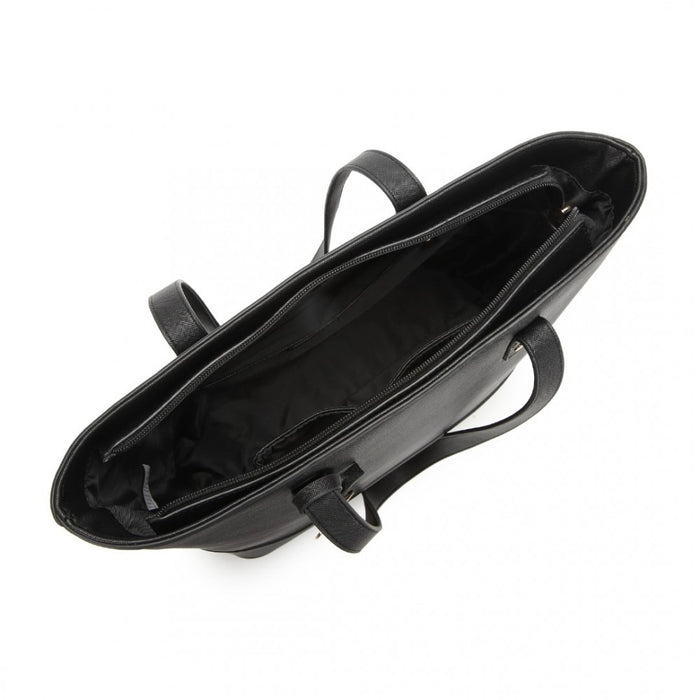 LG2023 - Miss Lulu Elegant 3-Piece Leather Look Tote Bag Set - Versatile & Chic for Every Occasion - Black