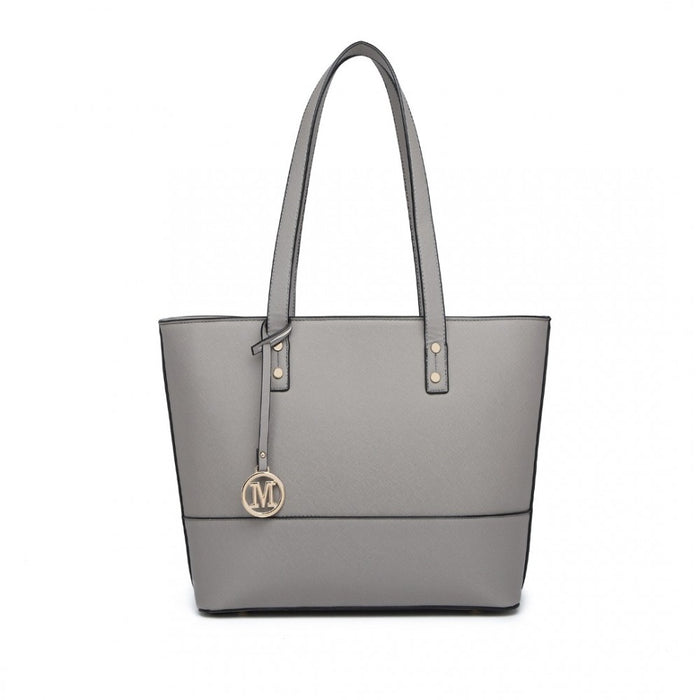 LG2023 - Miss Lulu Elegant 3-Piece Leather Look Tote Bag Set - Versatile & Chic for Every Occasion - Grey