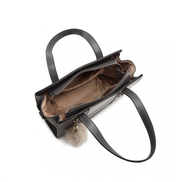 LG2051 - Miss Lulu Colour Block Cross-Body Handbag - Grey