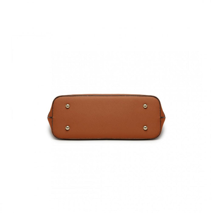 LG2023 - Miss Lulu Elegant 3-Piece Leather Look Tote Bag Set - Versatile & Chic for Every Occasion - Beige And Brown