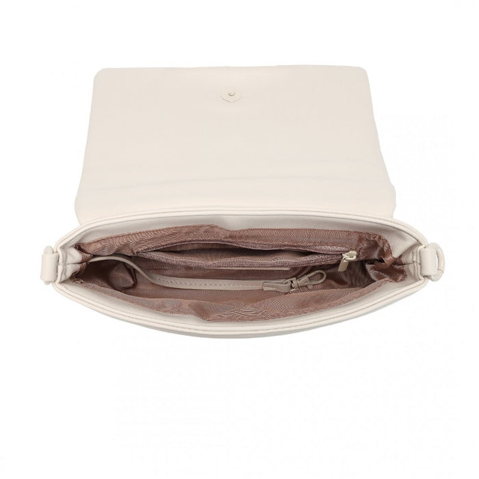 LG2318 - Miss Lulu Chic Quilted Shoulder Bag With Chain Strap - Beige