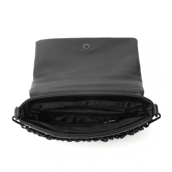 LG2318 - Miss Lulu Chic Quilted Shoulder Bag With Chain Strap - Black