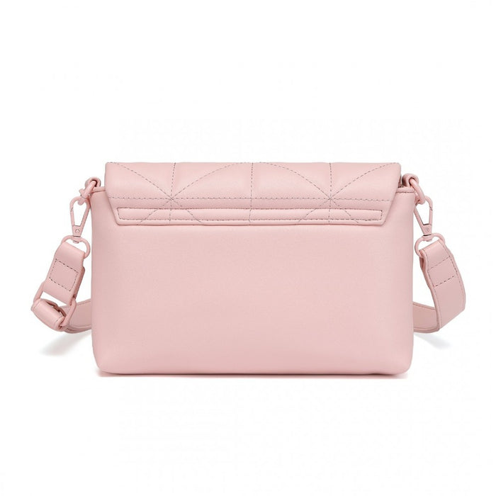 LG2318 - Miss Lulu Chic Quilted Shoulder Bag With Chain Strap - Pink