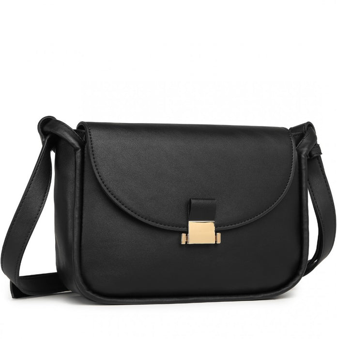 Miss Lulu Fashion Leather Commute Flap Small Square Bag – Black