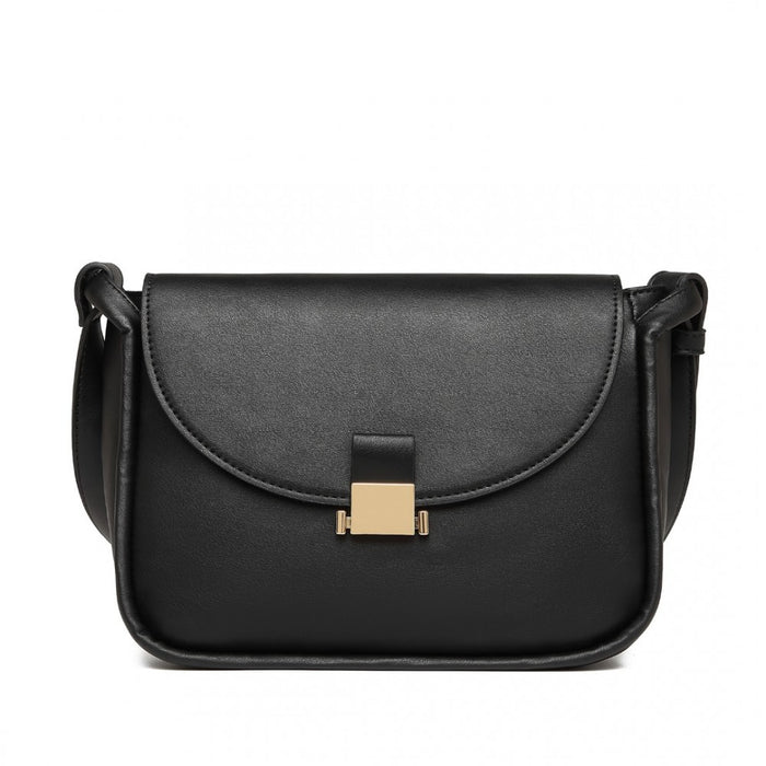Miss Lulu Fashion Leather Commute Flap Small Square Bag – Black