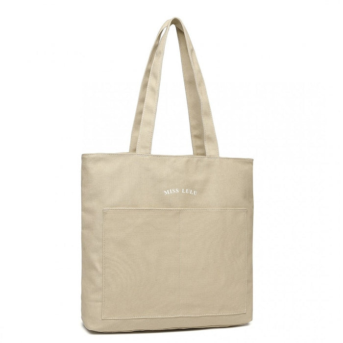 LH2319 - Miss Lulu Large Capacity Canvas Shopping Shoulder Bag - Khaki