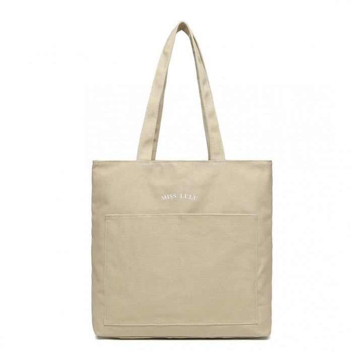 LH2319 - Miss Lulu Large Capacity Canvas Shopping Shoulder Bag - Khaki