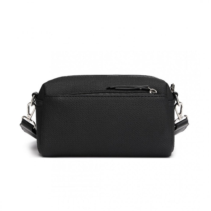 LH2410 - Miss Lulu Ethnic Jacquard Strap Water-Resistant Crossbody Bag - Black
