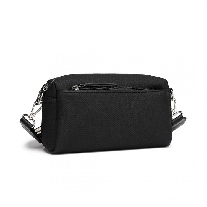 LH2410 - Miss Lulu Ethnic Jacquard Strap Water-Resistant Crossbody Bag - Black