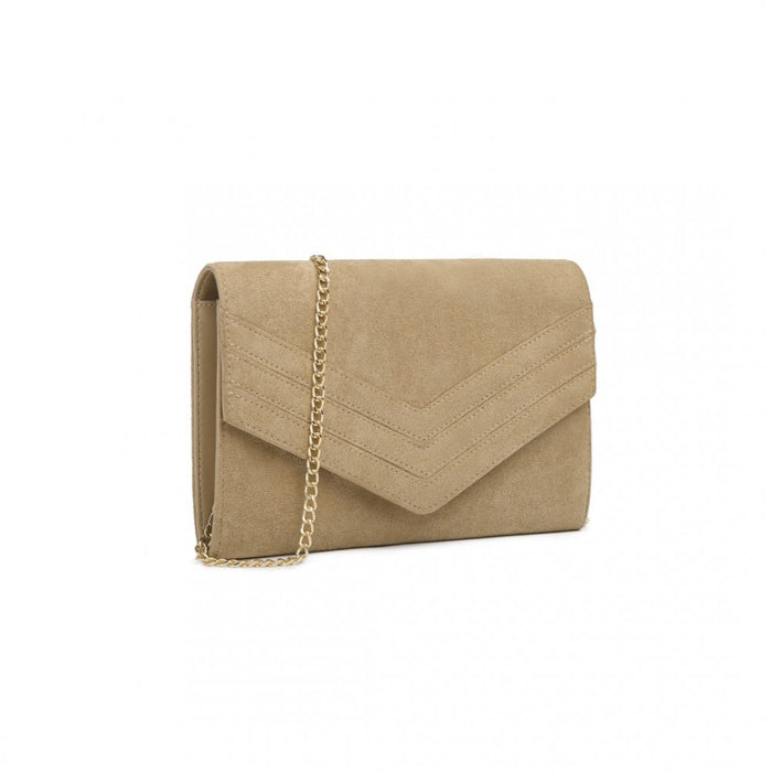 LP1963 - MISS LULU CHEVRON ENVELOPE CLUTCH BAG - LIGHT BROWN