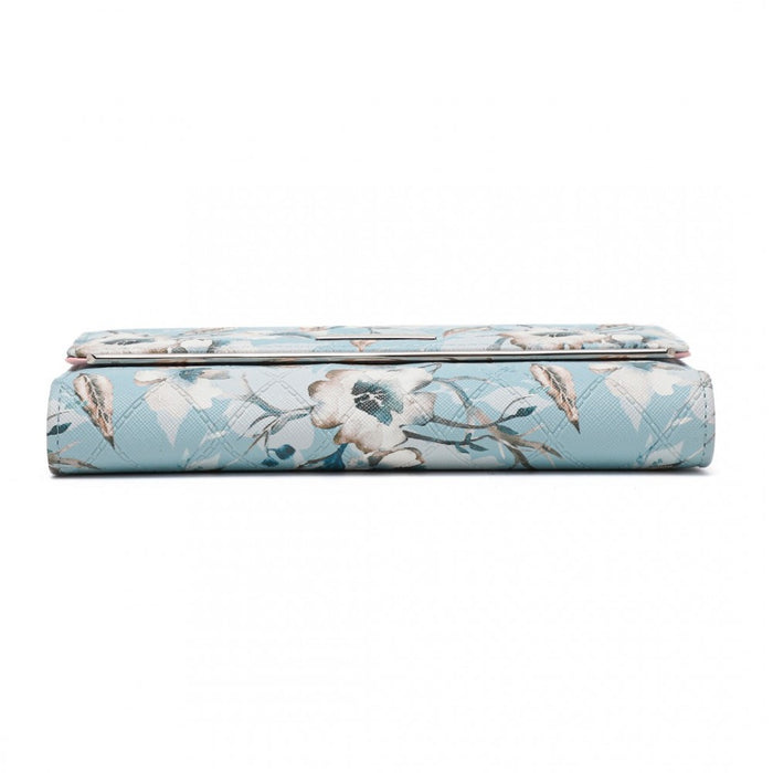 LP2353F - Miss Lulu Ladies' Flower Printed PU Leather Long Purse - Blue