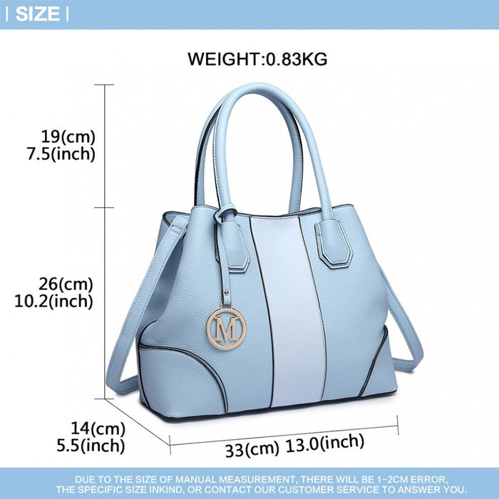 LT1822 - MISS LULU STRUCTURED PANELLED SHOULDER BAG - BLUE