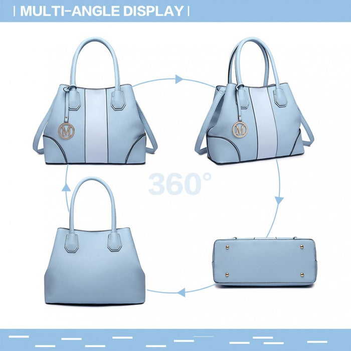 LT1822 - MISS LULU STRUCTURED PANELLED SHOULDER BAG - BLUE