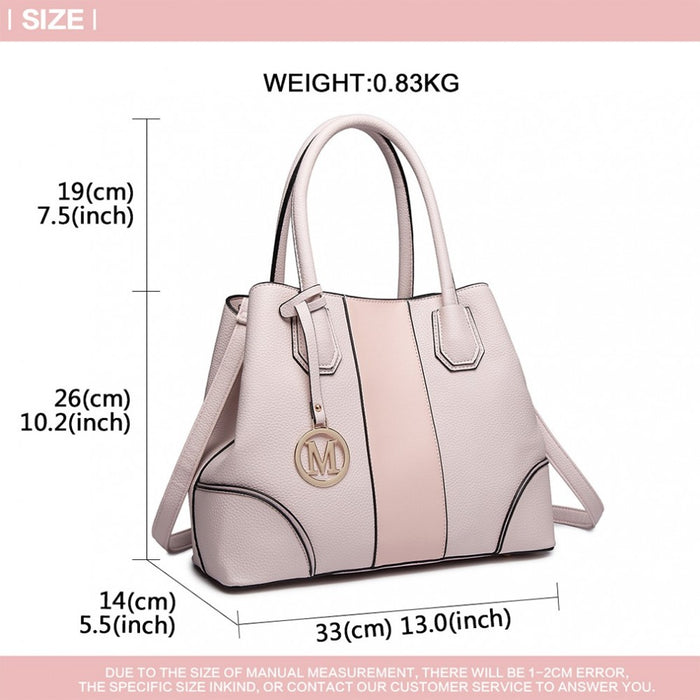 LT1822 - MISS LULU STRUCTURED PANELLED SHOULDER BAG - PINK