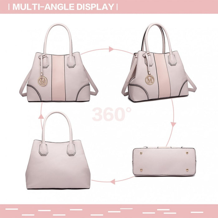 LT1822 - MISS LULU STRUCTURED PANELLED SHOULDER BAG - PINK