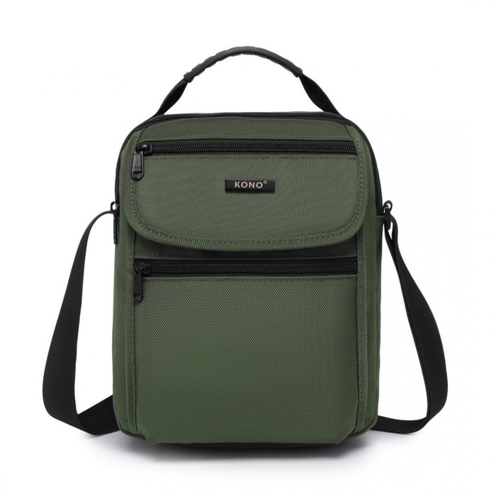 MSK2446 - Kono Durable Men's Crossbody Shoulder Bag with Multiple Pockets - Messenger Bag for Travel, Work, and Daily Use - Green