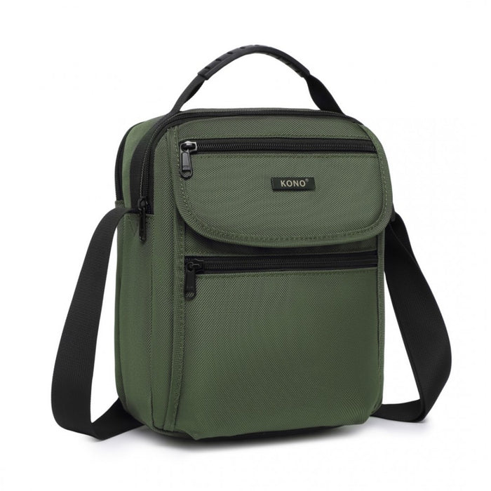 MSK2446 - Kono Durable Men's Crossbody Shoulder Bag with Multiple Pockets - Messenger Bag for Travel, Work, and Daily Use - Green