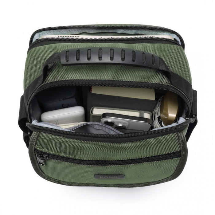MSK2446 - Kono Durable Men's Crossbody Shoulder Bag with Multiple Pockets - Messenger Bag for Travel, Work, and Daily Use - Green