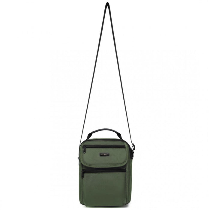 MSK2446 - Kono Durable Men's Crossbody Shoulder Bag with Multiple Pockets - Messenger Bag for Travel, Work, and Daily Use - Green