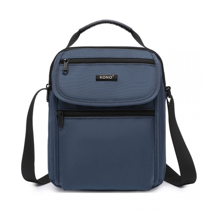 MSK2446 - Kono Durable Men's Crossbody Shoulder Bag with Multiple Pockets - Messenger Bag for Travel, Work, and Daily Use - Navy