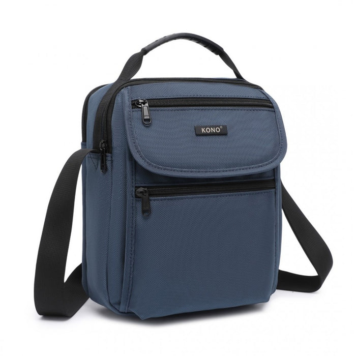 MSK2446 - Kono Durable Men's Crossbody Shoulder Bag with Multiple Pockets - Messenger Bag for Travel, Work, and Daily Use - Navy
