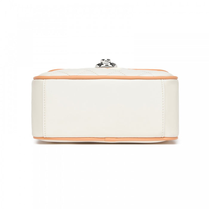 MSM2507 - Miss Lulu Practical Quilted PU Leather Crossbody Handbag with Secure Lock and Everyday Storage - Beige
