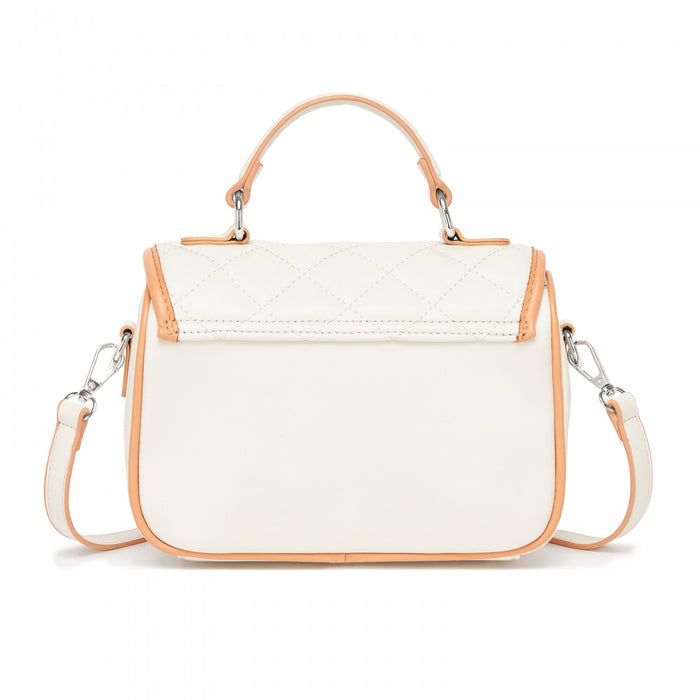 MSM2507 - Miss Lulu Practical Quilted PU Leather Crossbody Handbag with Secure Lock and Everyday Storage - Beige