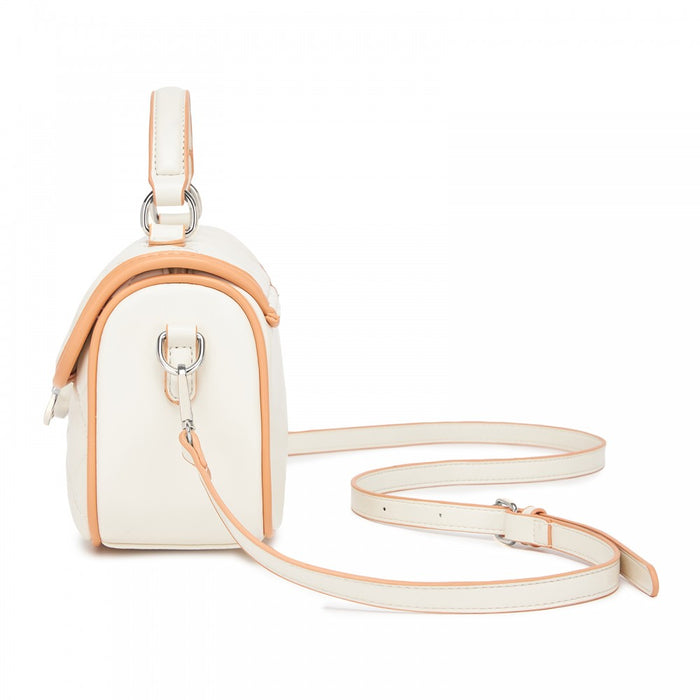 MSM2507 - Miss Lulu Practical Quilted PU Leather Crossbody Handbag with Secure Lock and Everyday Storage - Beige