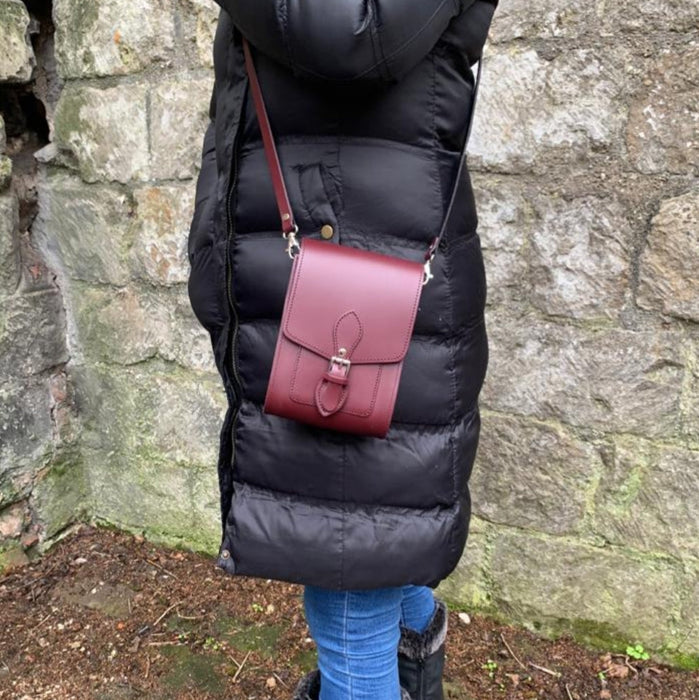 Handmade Leather Festival Phone Bag - Lilac Grey