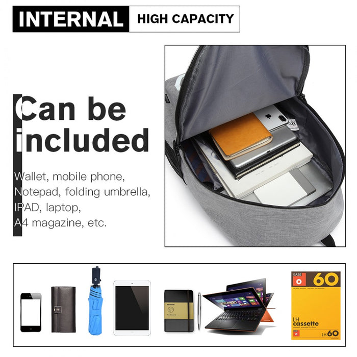 E6878 - KONO GLOW IN THE DARK WATERPROOF BACKPACK GREY