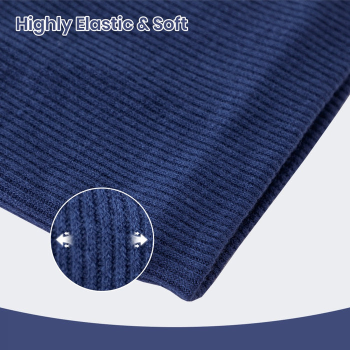 NWN5431 - Fleece-Lined Knit Neck Warmer Gaiter–Double-Layer Acrylic & Polyester, Stretchy, Soft, Wind-Resistant, Warm - Blue