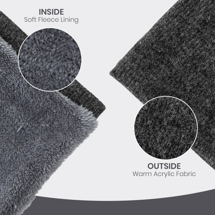 NWN5431 - Fleece-Lined Knit Neck Warmer Gaiter–Double-Layer Acrylic & Polyester, Stretchy, Soft, Wind-Resistant, Warm - Dark Grey