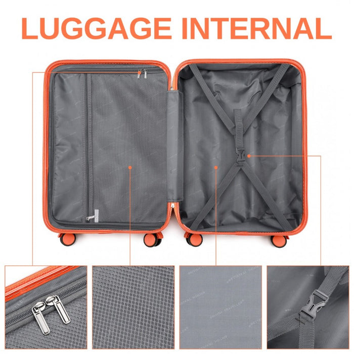 K2391L - British Traveller 24 Inch Durable Polycarbonate and ABS Hard Shell Suitcase With TSA Lock - Orange