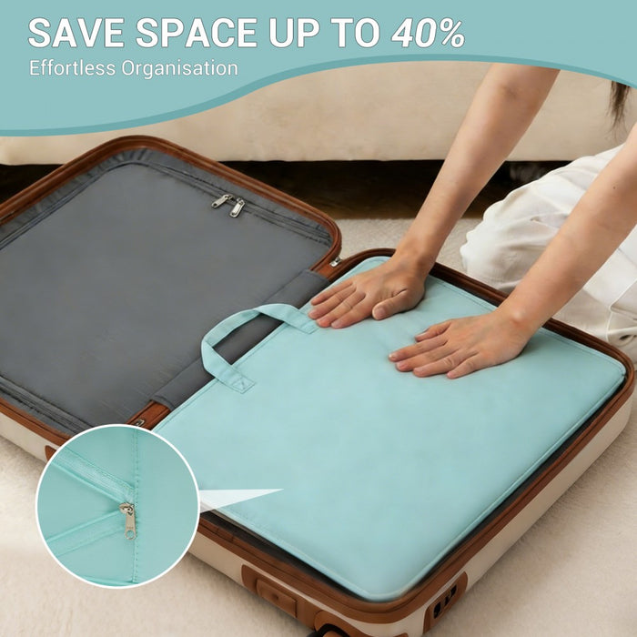 POK2523 - Kono 6-in-1 Hanging Travel Organiser Bag, Portable Foldable Packing Cubes Set with Trolley Sleeve - Blue