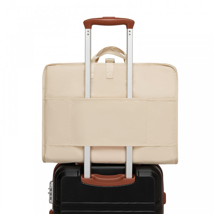 POK2523 - Kono 6-in-1 Hanging Travel Organiser Bag, Portable Foldable Packing Cubes Set with Trolley Sleeve - Beige