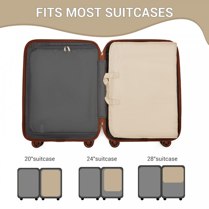 POK2523 - Kono 6-in-1 Hanging Travel Organiser Bag, Portable Foldable Packing Cubes Set with Trolley Sleeve - Beige