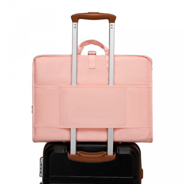 POK2523 - Kono 6-in-1 Hanging Travel Organiser Bag, Portable Foldable Packing Cubes Set with Trolley Sleeve - Pink