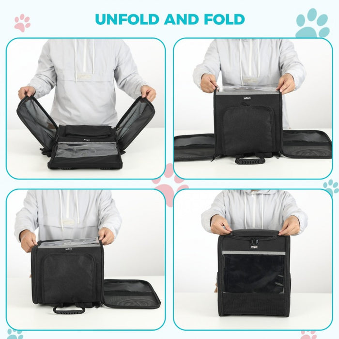 PTD2440 - Dogat Foldable And Durable Pet Backpack Carrier Travel Bag for Cats and Small Dogs - Black