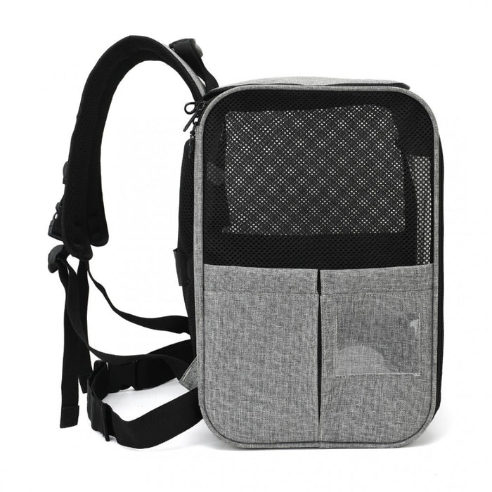 PTD2440 - Dogat Foldable And Durable Pet Backpack Carrier Travel Bag for Cats and Small Dogs - Grey