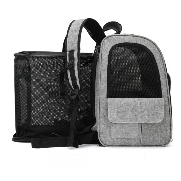 PTD2441 - Dogat Expandable And Foldable Pet Backpack Carrier with Ventilated Mesh Windows Comfortable & Secure Design - Grey
