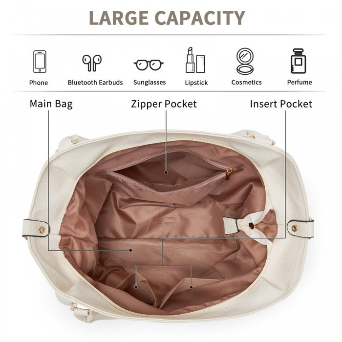 S1716 - Miss Lulu Soft Leather Elegant Simple Shoulder Bag - Beige