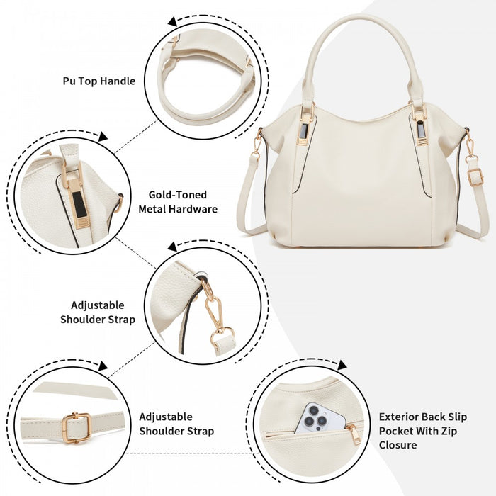S1716 - Miss Lulu Soft Leather Elegant Simple Shoulder Bag - Beige