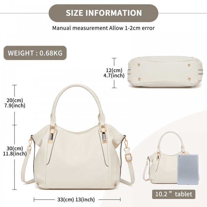 S1716 - Miss Lulu Soft Leather Elegant Simple Shoulder Bag - Beige