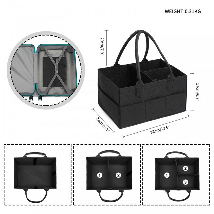 S2049 - Kono Felt Caddy Organiser With Storage - Black