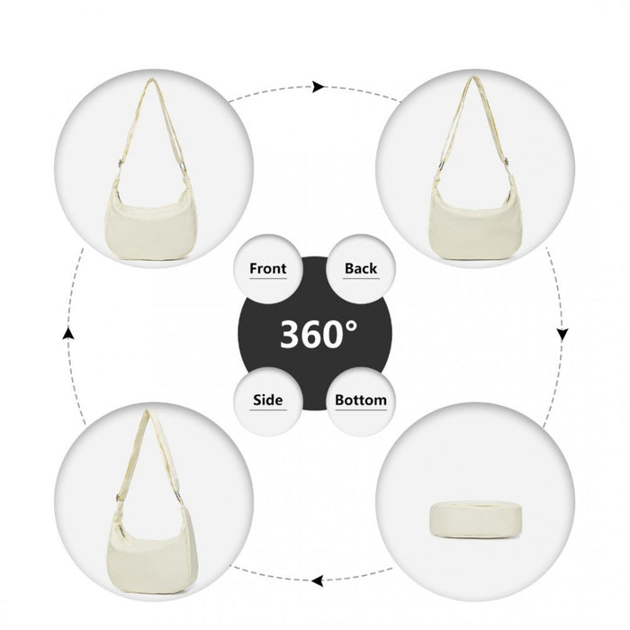 S2314 - Water-resistant Portable Crescent Shoulder Cross Body Bag - Beige