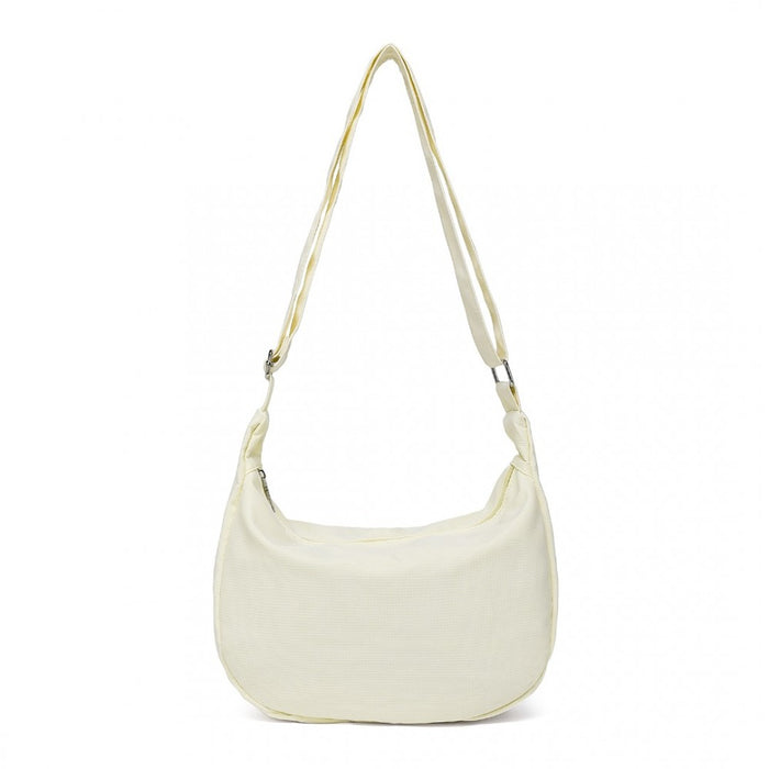 S2314 - Water-resistant Portable Crescent Shoulder Cross Body Bag - Beige