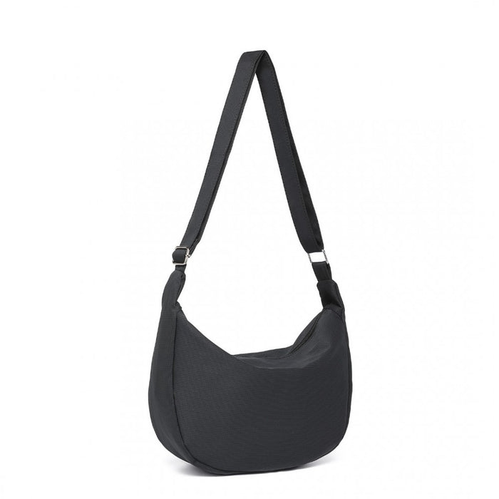 S2314 - Water-resistant Portable Crescent Shoulder Cross Body Bag - Black